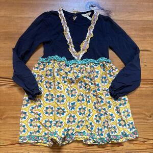 Matilda Jane navy long sleeve yellow ruffle floral girls top SIZE 10